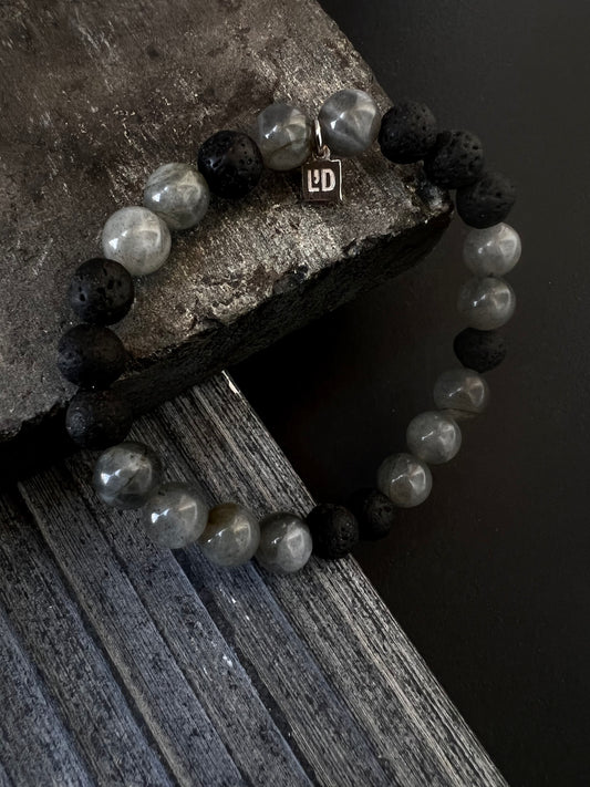 Lava Stone x Labradorite Bracelet