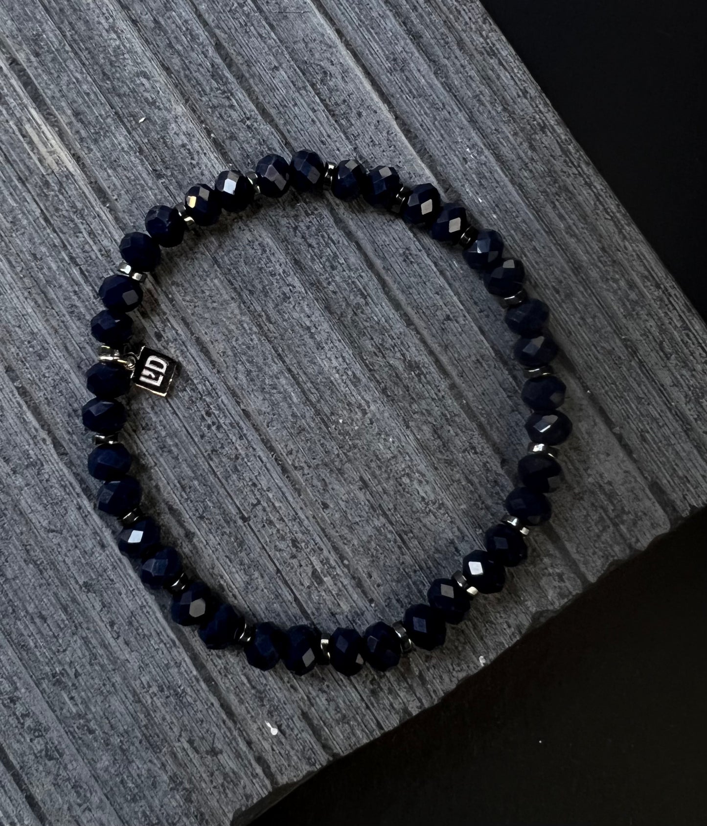 Navy Blue Crystals x Hematite Bracelet