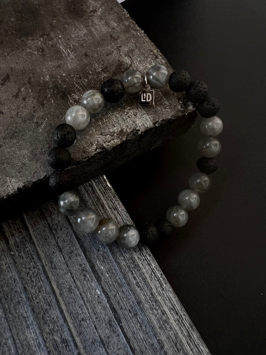 Lava Stone x Labradorite Bracelet